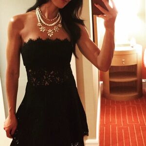 Bebe Gray Strapless A-line Cocktail Dress